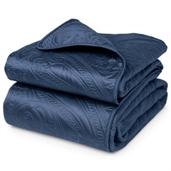 Pique Navy Bedspread, Folded